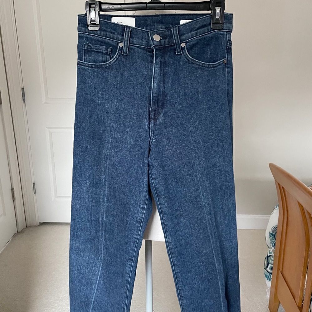 BLDWN High Waisted Cropped Wide Leg Pleated Jeans - Picture 3 of 8